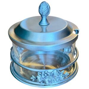 VTG Sugar Bowl/Server Pewter& Glass